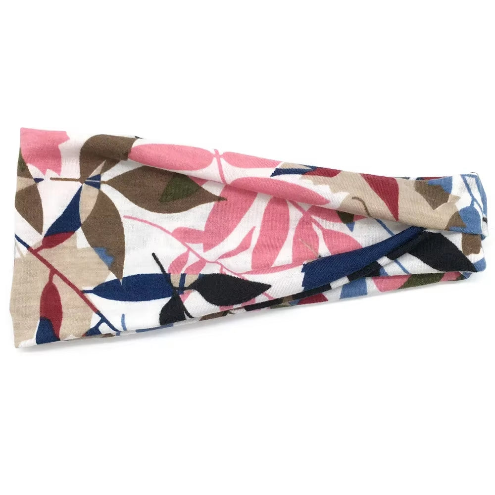 Women Boho Yoga Hair Bands Flower Print Wide Running Stretch Elastic Headband Polyester Bandana Hair Sports Gifts Accessories