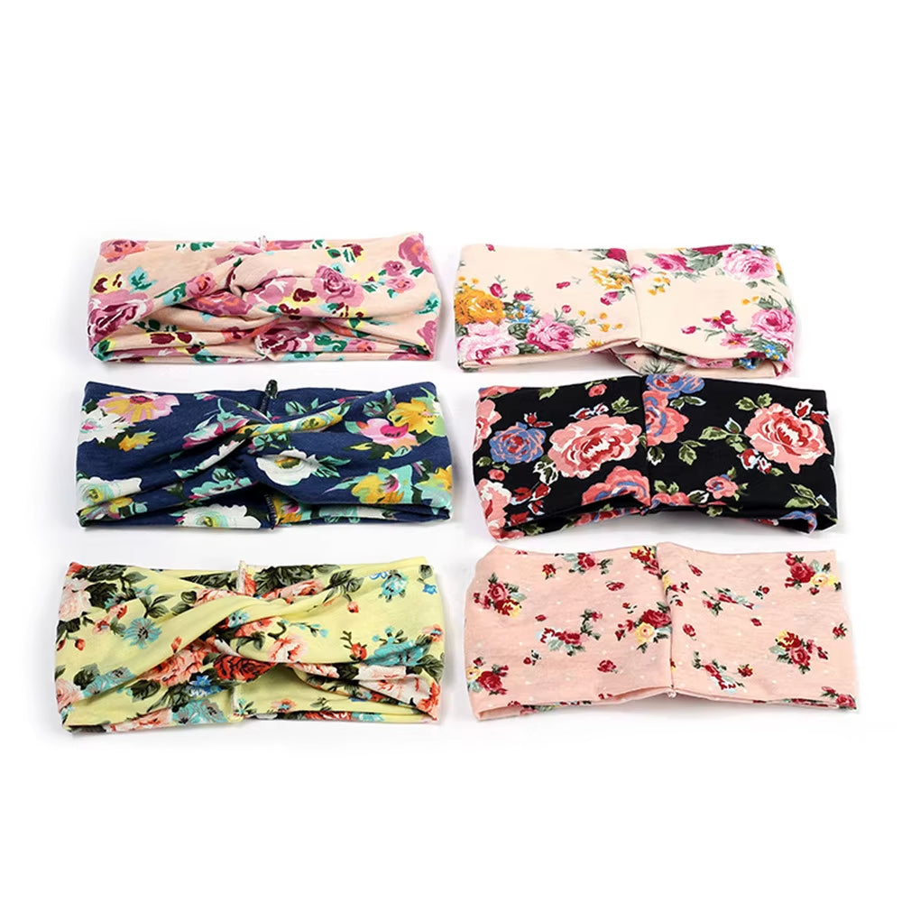 Women Boho Yoga Hair Bands Flower Print Wide Running Stretch Elastic Headband Polyester Bandana Hair Sports Gifts Accessories