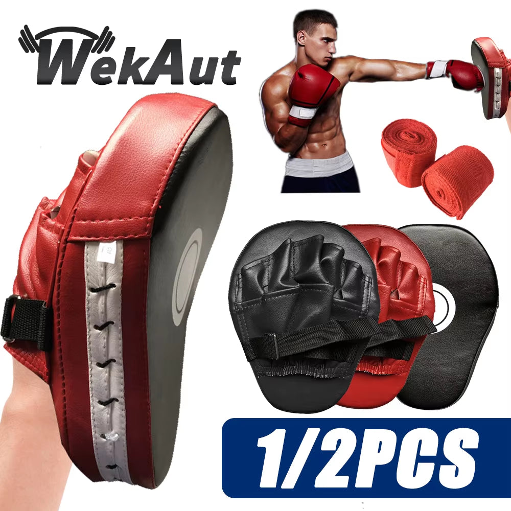 Curved Boxing Pad Muay Thai Hand Target Sanda Kickboxing Training Thickened Earthquake-Resistant Focus Punching Mitts PU Leather