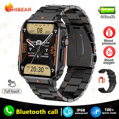 2024 New 1.95 Outdoor Military Man Smart Watch Men Bluetooth Call Smartwatch Men for Android IOS IP68 Waterproof Ftiness Watches