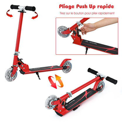 Trottinette Enfant 2 Roues Patinette Enfant Pliable Scooter Enfant Kick Avec LED Lumière Hauteur Réglable Bleu/Bleu Foncé/Rose/Rouge/Violet