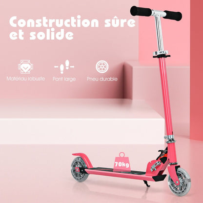 Trottinette Enfant 2 Roues Patinette Enfant Pliable Scooter Enfant Kick Avec LED Lumière Hauteur Réglable Bleu/Bleu Foncé/Rose/Rouge/Violet