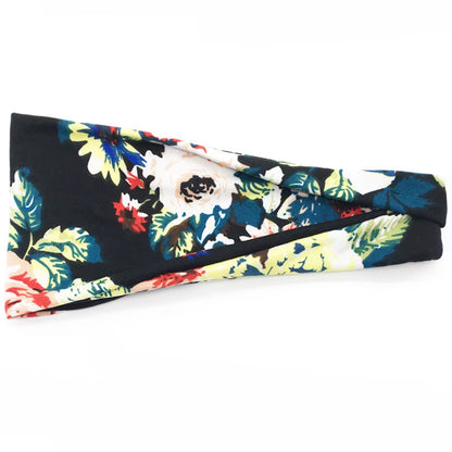 Women Boho Yoga Hair Bands Flower Print Wide Running Stretch Elastic Headband Polyester Bandana Hair Sports Gifts Accessories