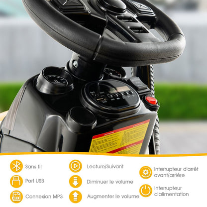 Tracteur Electrique Avec Télécommande 2.4G 12V 7AH Vitesse : 3-8 Km/H MP3 Port USB Pour Enfants De 3 À 8 Ans Blanc/Noir/Rouge/Vert