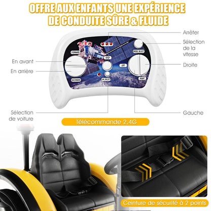 Tracteur Electrique Avec Télécommande 2.4G 12V 7AH Vitesse : 3-8 Km/H MP3 Port USB Pour Enfants De 3 À 8 Ans Blanc/Noir/Rouge/Vert