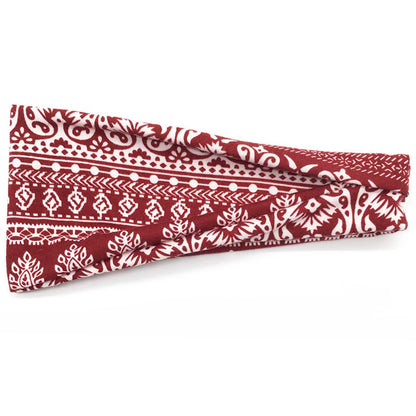 Women Boho Yoga Hair Bands Flower Print Wide Running Stretch Elastic Headband Polyester Bandana Hair Sports Gifts Accessories
