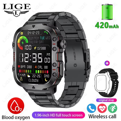 2025 Rugged Military Smart Watch Men Outdoor Watches Lp68 Waterproof 2.01" Al Voice Bluetooth Call Smartwatch for Android Los