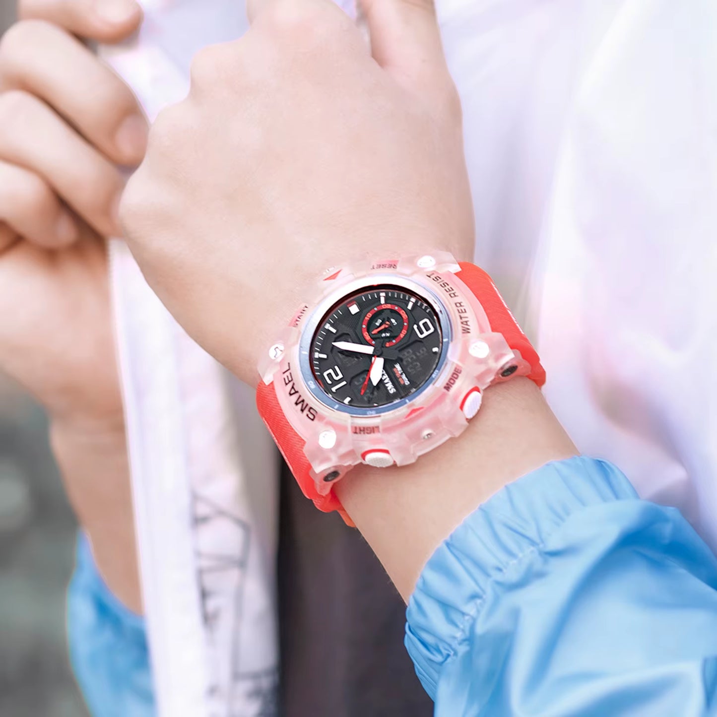 Sport Watch Military Wristwatch for Men Alarm Stopwatch LED Digital Back Light Dual Time Display Waterproof Watch Men 8007