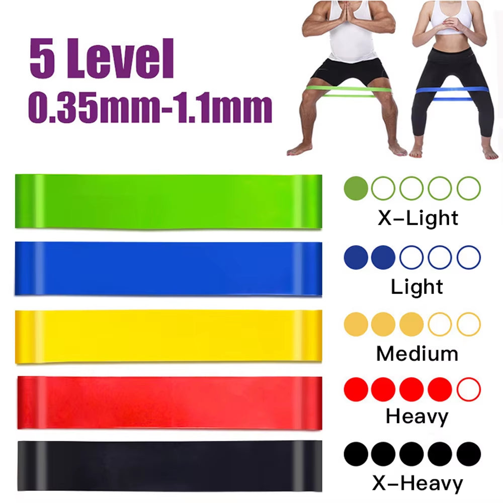 Yoga Resistance Rubber Bands Fitness Elastic Bands 0.3-1.1Mm Gym Strength Training Pilates Latex Elastic Bands Indoor Equipment