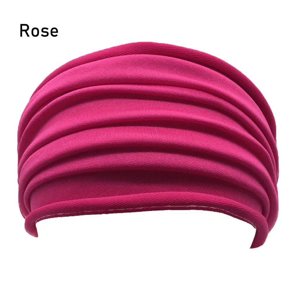 13 Colors Nonslip Elastic Folds Yoga Hairband Fashion Wide Sports Headband Running Accessories Summer Stretch Hair Band