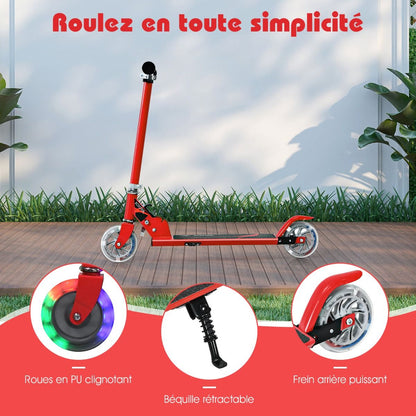 Trottinette Enfant 2 Roues Patinette Enfant Pliable Scooter Enfant Kick Avec LED Lumière Hauteur Réglable Bleu/Bleu Foncé/Rose/Rouge/Violet
