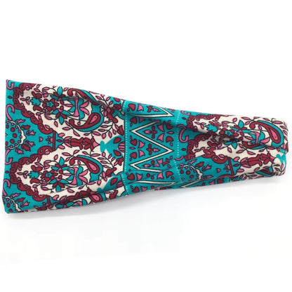 Women Boho Yoga Hair Bands Flower Print Wide Running Stretch Elastic Headband Polyester Bandana Hair Sports Gifts Accessories