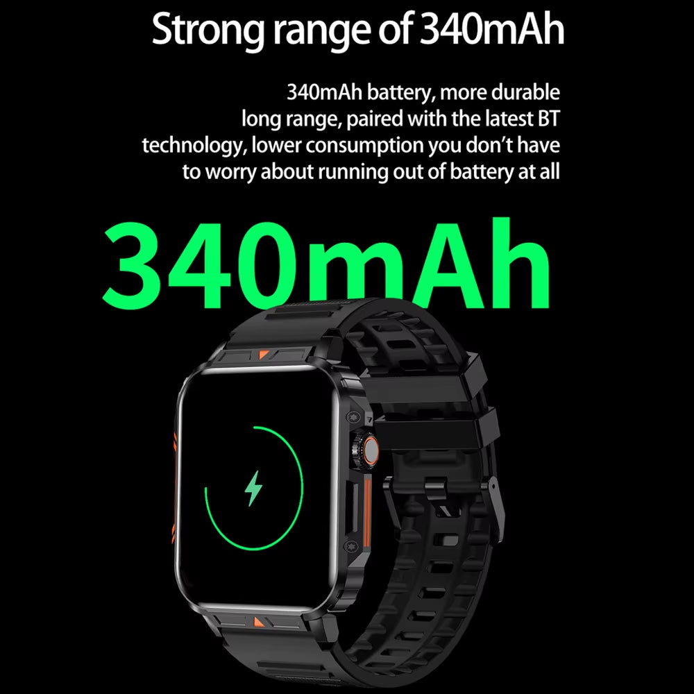 2024 New 1.95 Outdoor Military Man Smart Watch Men Bluetooth Call Smartwatch Men for Android IOS IP68 Waterproof Ftiness Watches