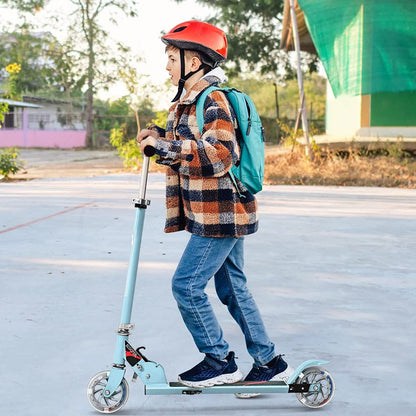 Trottinette Enfant 2 Roues Patinette Enfant Pliable Scooter Enfant Kick Avec LED Lumière Hauteur Réglable Bleu/Bleu Foncé/Rose/Rouge/Violet