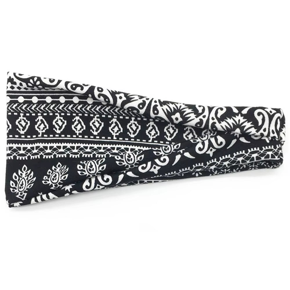 Women Boho Yoga Hair Bands Flower Print Wide Running Stretch Elastic Headband Polyester Bandana Hair Sports Gifts Accessories