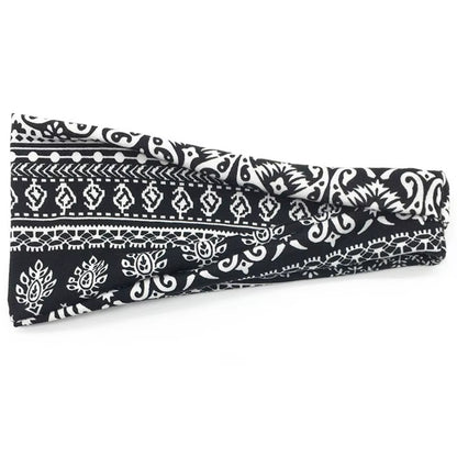 Women Boho Yoga Hair Bands Flower Print Wide Running Stretch Elastic Headband Polyester Bandana Hair Sports Gifts Accessories