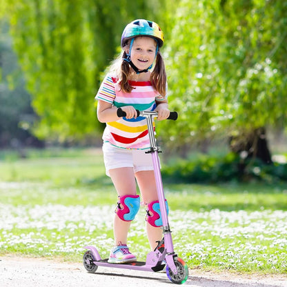 Trottinette Enfant 2 Roues Patinette Enfant Pliable Scooter Enfant Kick Avec LED Lumière Hauteur Réglable Bleu/Bleu Foncé/Rose/Rouge/Violet