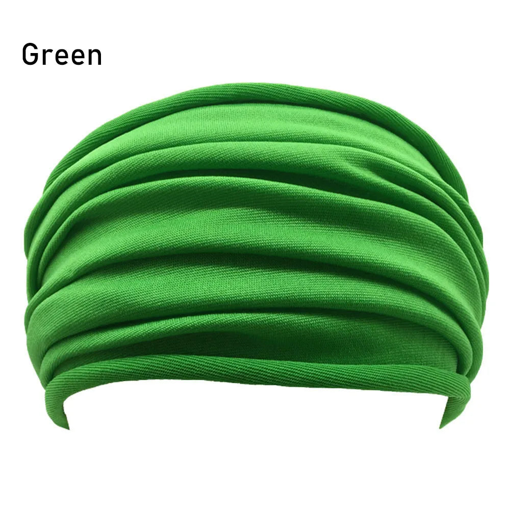 13 Colors Nonslip Elastic Folds Yoga Hairband Fashion Wide Sports Headband Running Accessories Summer Stretch Hair Band