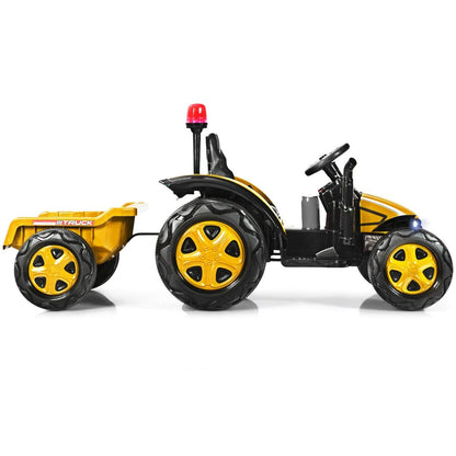 Tracteur Electrique Avec Télécommande 2.4G 12V 7AH Vitesse : 3-8 Km/H MP3 Port USB Pour Enfants De 3 À 8 Ans Blanc/Noir/Rouge/Vert